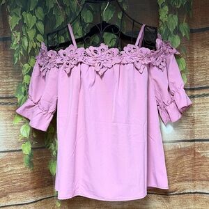 NWOT SHEIN Pink Floral Off-Shoulder Blouse